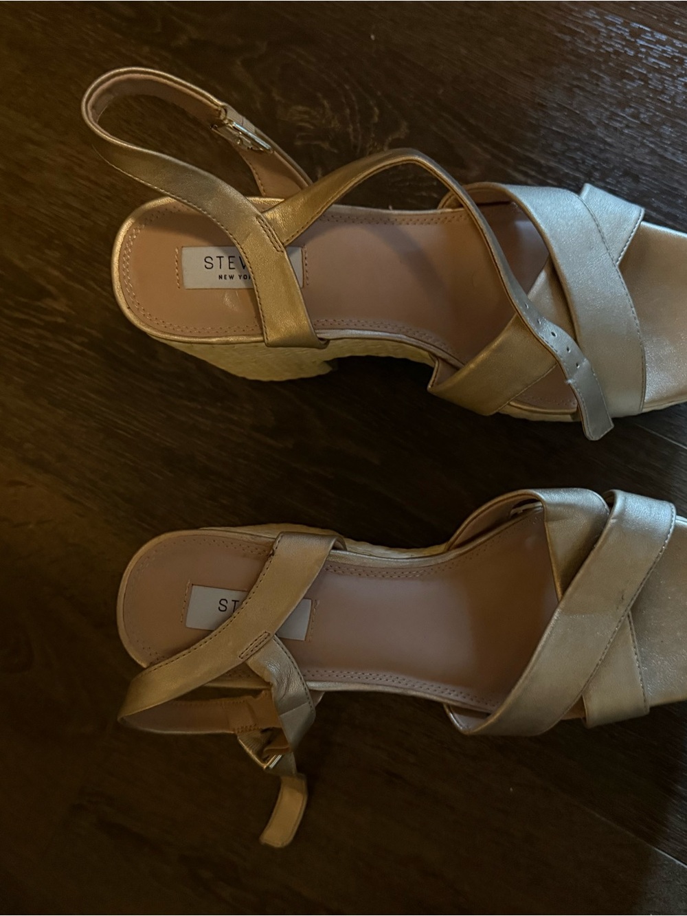 Steven Metallic Gold Wedge Slingback Sandals